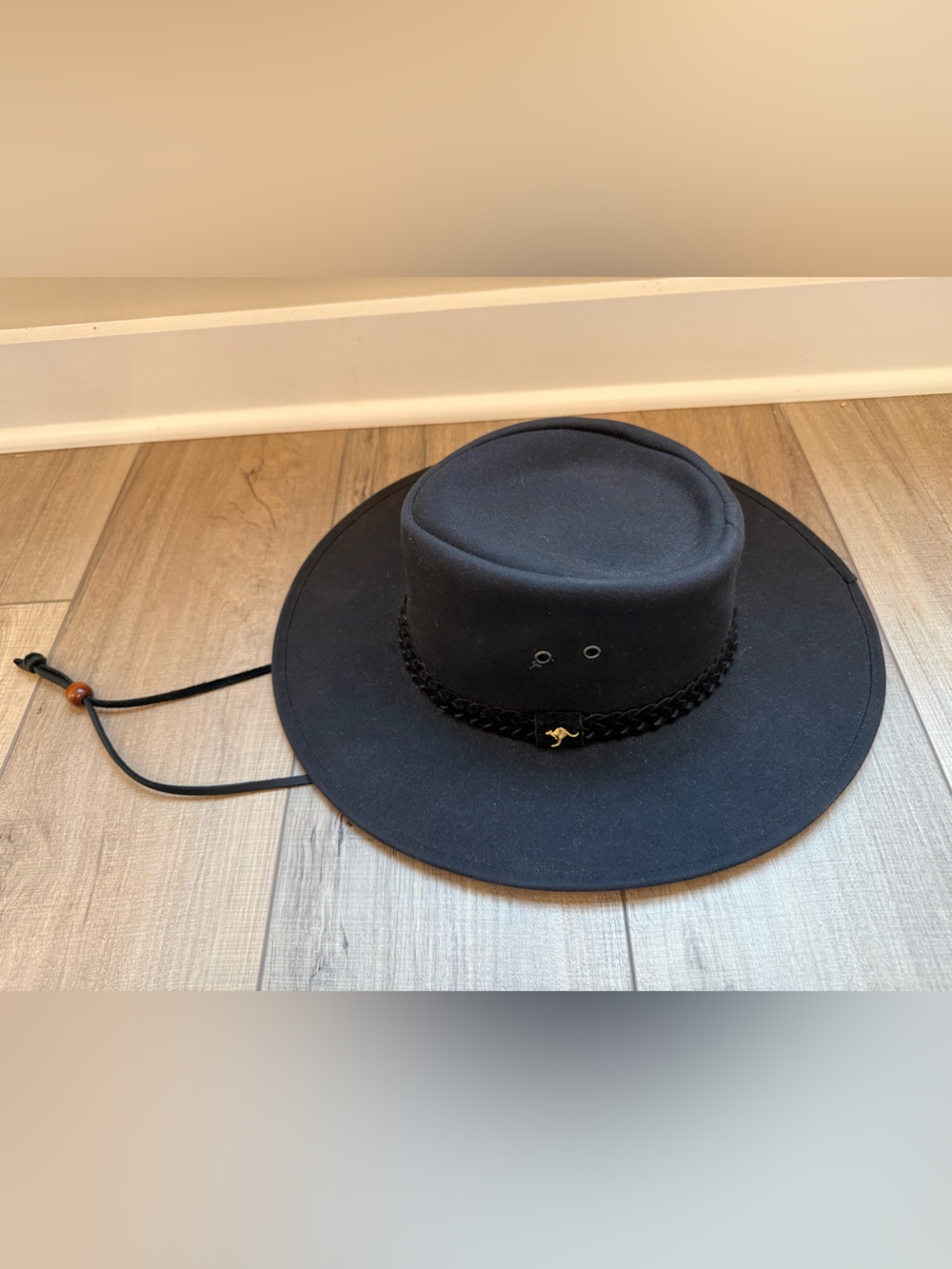 Kakadu Traders Australia Kangaroo Leather Outback Hat Black Men's Size M